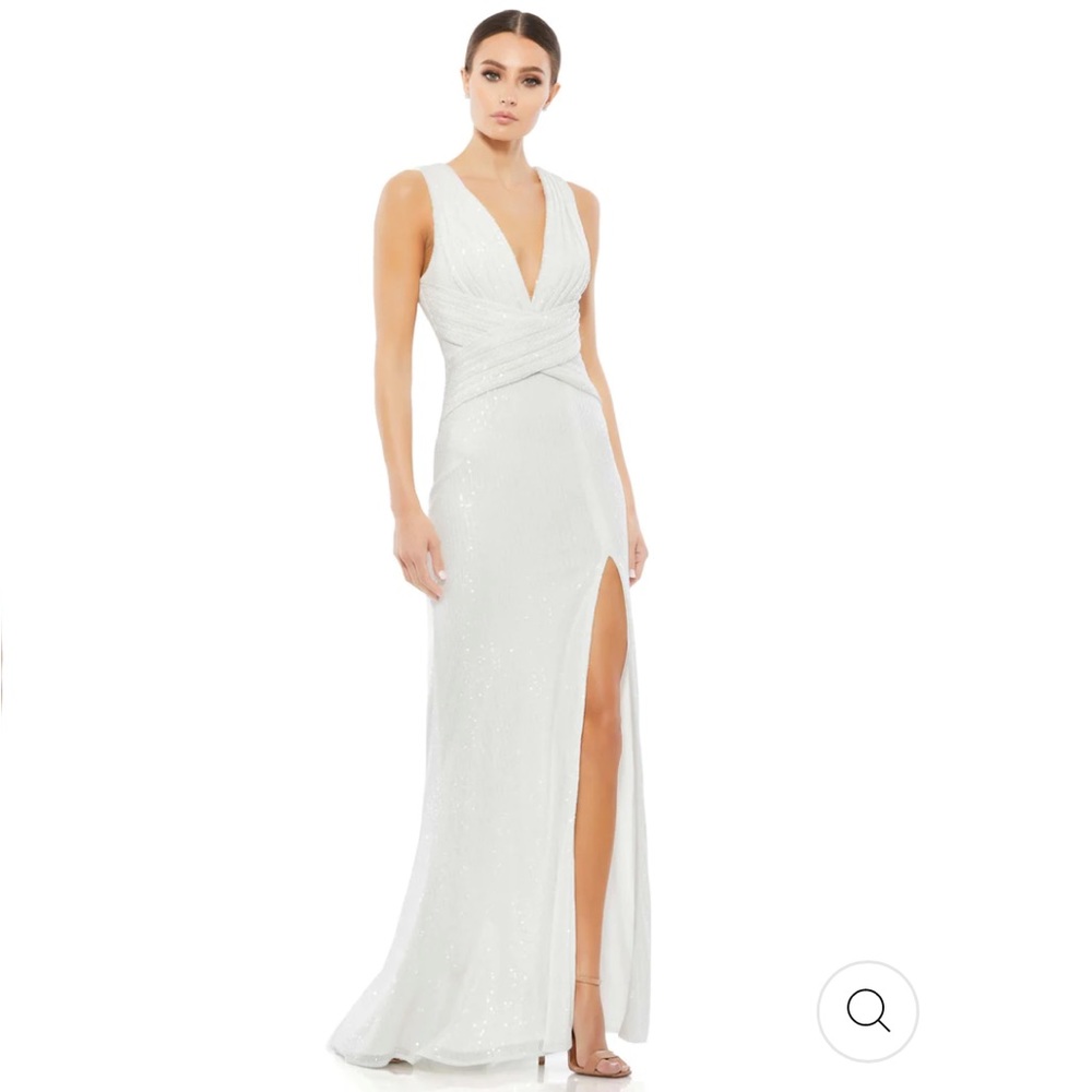 COPY - Mac Duggal V-NECK SEQUIN WRAP WAIST GOWN